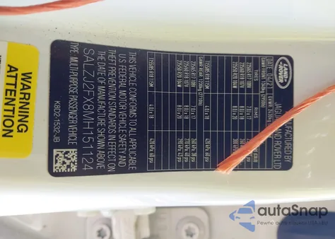 2021 Land Rover Range Rover Evoque S from USA, damaged, VIN SALZJ2FX8MH151124